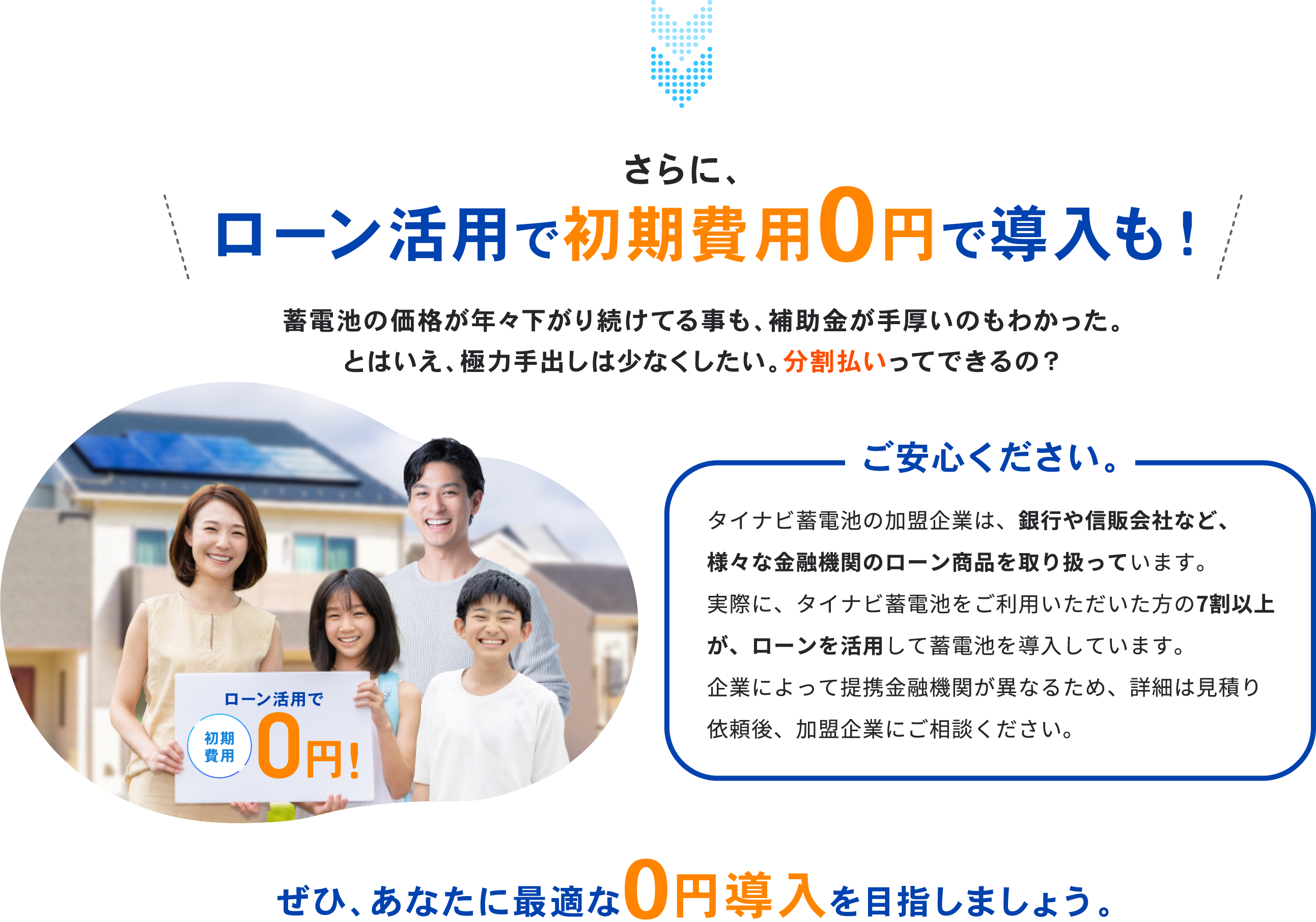 ローン活用で初期費用0円で導入も！